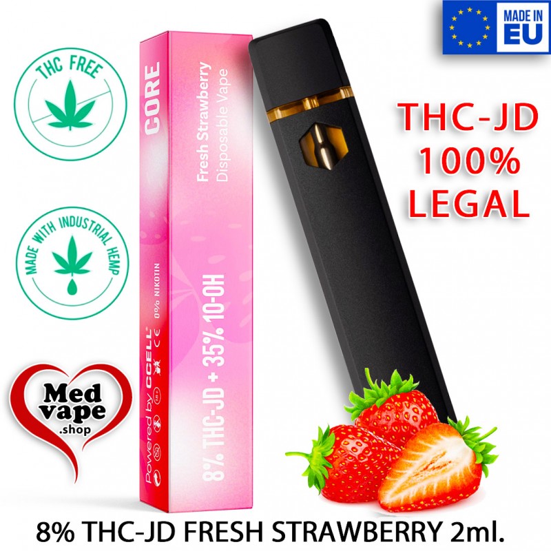 8% THCJD VAPE SATIVA FRESH STRAWBERRY 2ml (0%THC) CORE MEDVAPE THC WEED